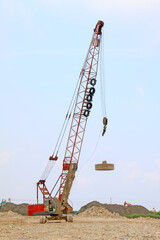 strong tamping machine in a construction site