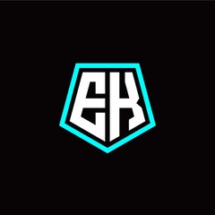 Initial E K letter with polygon modern style logo template vector