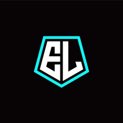 Initial E L letter with polygon modern style logo template vector