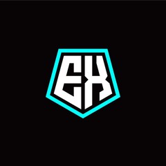 Initial E X letter with polygon modern style logo template vector