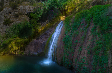 Waterfall, small waterfall in the area of Valencia, Spain.