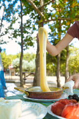 Muhlama - corn porridge with cheese. Kuymak - Mihlama Turkish food