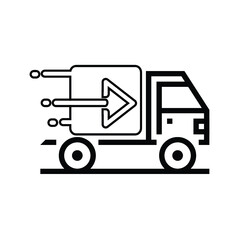 Fototapeta na wymiar Fast shipping delivery truck flat icon for apps and websites