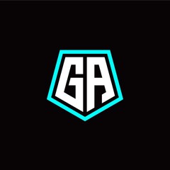 Initial G A letter with polygon modern style logo template vector