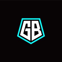 Initial G B letter with polygon modern style logo template vector