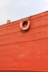 waterline and rubber tire marked on the ship