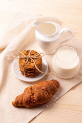 homemade oatmeal cookies on rustic background