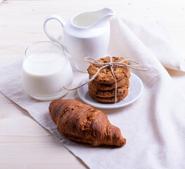 homemade oatmeal cookies on rustic background