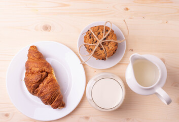 homemade oatmeal cookies on rustic background