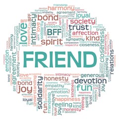 Friend vector illustration word cloud isolated on a white background.