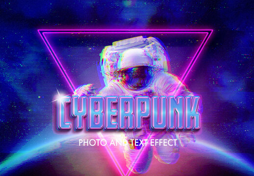Cyberpunk Style Text and Photo Effect