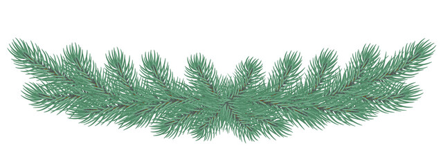 Christmas fir / pine wreath. Coniferous winter festive decoration. Green New Year's decor EPS10