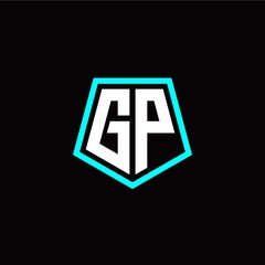 Initial G P letter with polygon modern style logo template vector