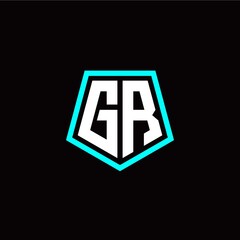 Initial G R letter with polygon modern style logo template vector