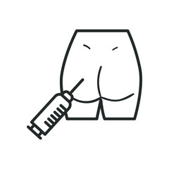 female buttocks with injection line style icon vector design
