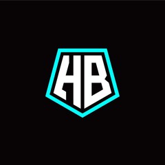 Initial H B letter with polygon modern style logo template vector