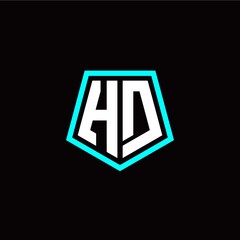Initial H D letter with polygon modern style logo template vector