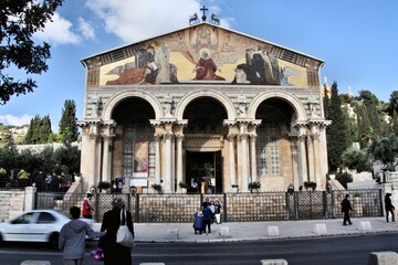 Naklejka premium A view of the Church of All Nations in Gethsemane in Jerusalem