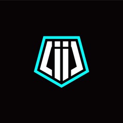 Initial I I letter with polygon modern style logo template vector