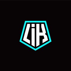 Initial I K letter with polygon modern style logo template vector