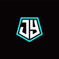 Initial J Y letter with polygon modern style logo template vector