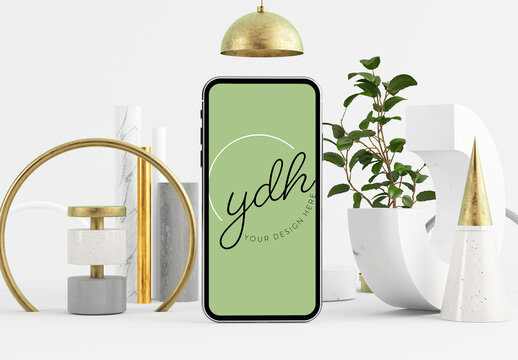 Smartphone in a Abstract Set Mockup