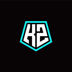 Obraz premium Initial K Z letter with polygon modern style logo template vector