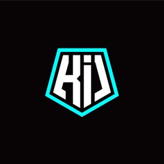 Initial K I letter with polygon modern style logo template vector