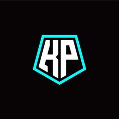 Initial K P letter with polygon modern style logo template vector