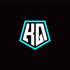 Initial K Q letter with polygon modern style logo template vector