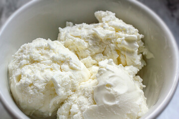 Homemade lemon ice cream in a bowl