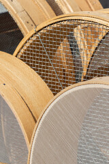 Fototapeta na wymiar Traditional type wooden sieves