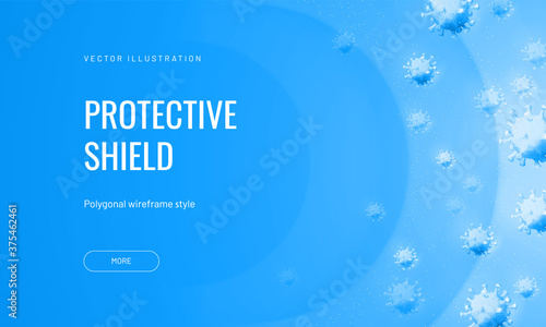 Force Field From Viruses In Abstract Polygonal Style On A Light Background Vector Illustration Of Protection From An Infectious Agent Virus Shield Or Airflow With Bacteriophages Abstract Wall Mural Abstra Lagunov