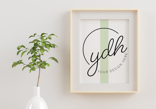 Vertical Wooden Frame Mockup