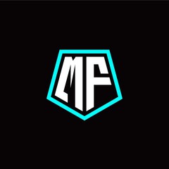 Initial M F letter with polygon modern style logo template vector