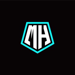 Initial M H letter with polygon modern style logo template vector