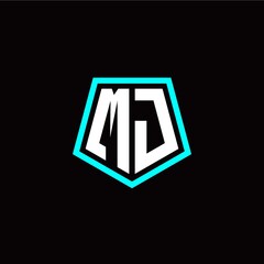 Initial M J letter with polygon modern style logo template vector