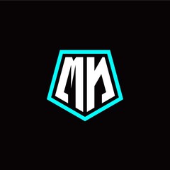 Initial M N letter with polygon modern style logo template vector
