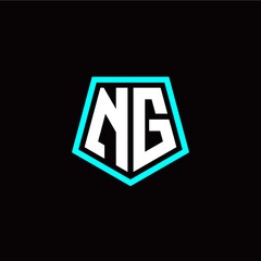 Initial N G letter with polygon modern style logo template vector