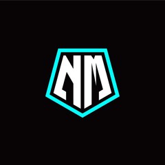 Initial N M letter with polygon modern style logo template vector