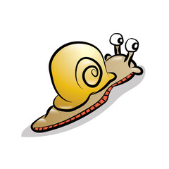 isolated view of a cartoon snail going back