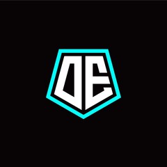 Initial O E letter with polygon modern style logo template vector