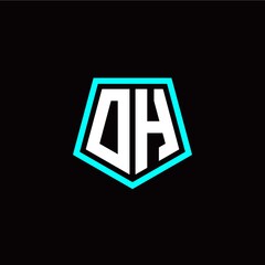 Initial O H letter with polygon modern style logo template vector