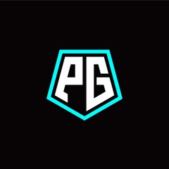 Initial P G letter with polygon modern style logo template vector