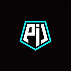 Initial P I letter with polygon modern style logo template vector