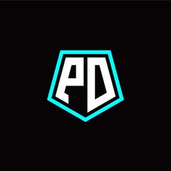 Initial P O letter with polygon modern style logo template vector