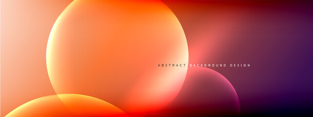 Vector abstract background liquid bubble circles on fluid gradient with shadows and light effects. Shiny design templates for text