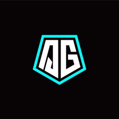 Initial Q G letter with polygon modern style logo template vector