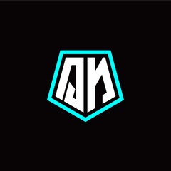 Initial Q N letter with polygon modern style logo template vector