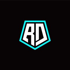 Initial R D letter with polygon modern style logo template vector